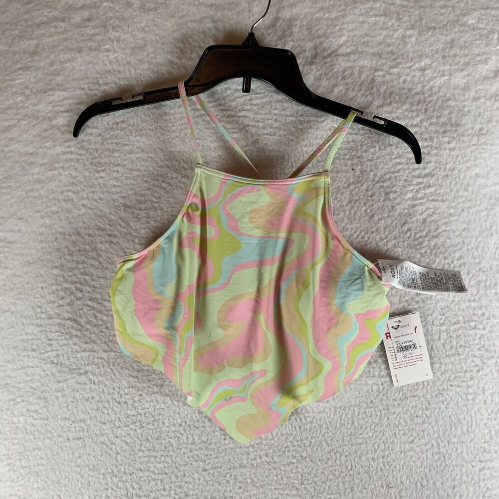 Roxy Tropics Hype Cropped Bikini‎ Top Women's Large Multicolor Ambrosia Summer